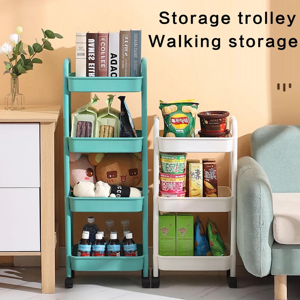 Multi Functional Kitchen Trolley Organizer Storage Rack Multi-Tiered Kitchen Cart with 360° Swivel Wheels Large Capacity Shelf