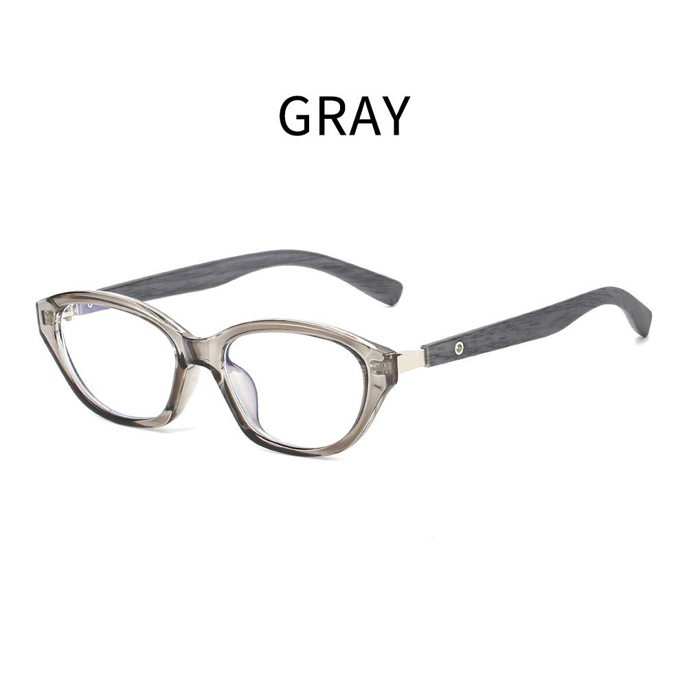 Fashionable And Personalized Cat Eye Photochromic Women'S Reading Glasses Retro Neutral Wood Grain Leg Anti Blue Light Glasses