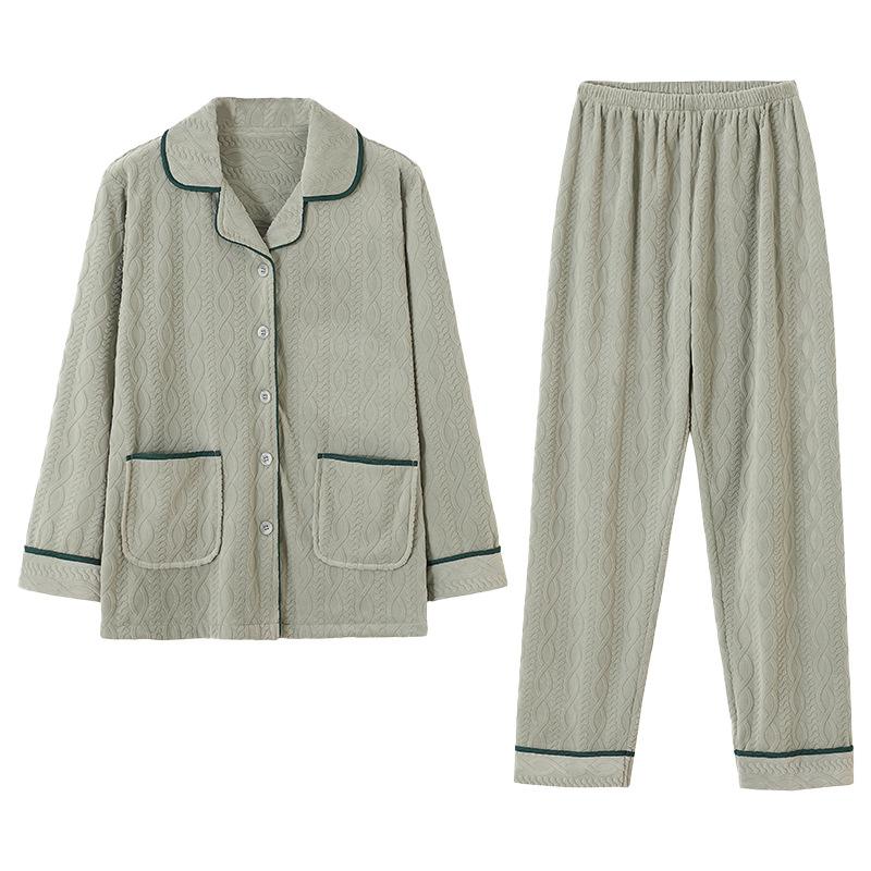 Pajamas Women'S Autumn And Winter Coral Fleece Thickened Fleece Winter Thin Fleece Flannel Winter Loungewear