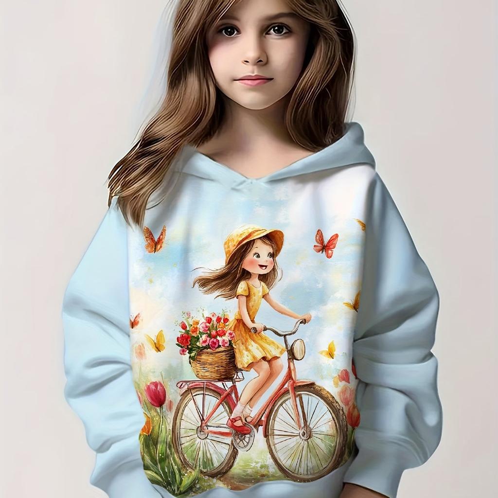 Barnkläder Flicka Huvtröjor Långärmad Tecknat tryck Barn Vår Höst Kläder Casual Söt Utomhus Flickkläder Pullover Toppar