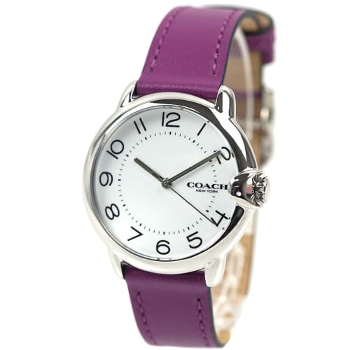 

Coach Women s Arden Watch with Leather Strap in White and Purple (14503610)