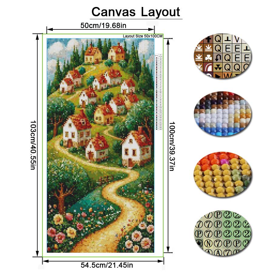 Mountains Village Houses Large Size Diamond Painting Diy Full Square Round Drill Rhinestone Embroidery Scenery Mosaic Cross Stitch Kits Wall Decor