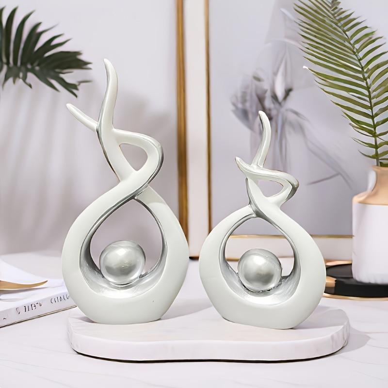 2pcs Set a Pair of Home Decoration Pieces Elegant Decorative Bottles Resin Process Abstract Geometric Design Suitable for Living Room Porch