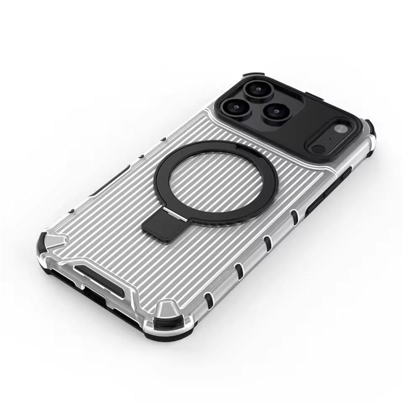 Hybrid Armor For Magsafe Case for iPhone 17 Air 16 15 14 Plus 13 12 11 Pro Max Magnetic Metal Bracket Translucent Matte Cover