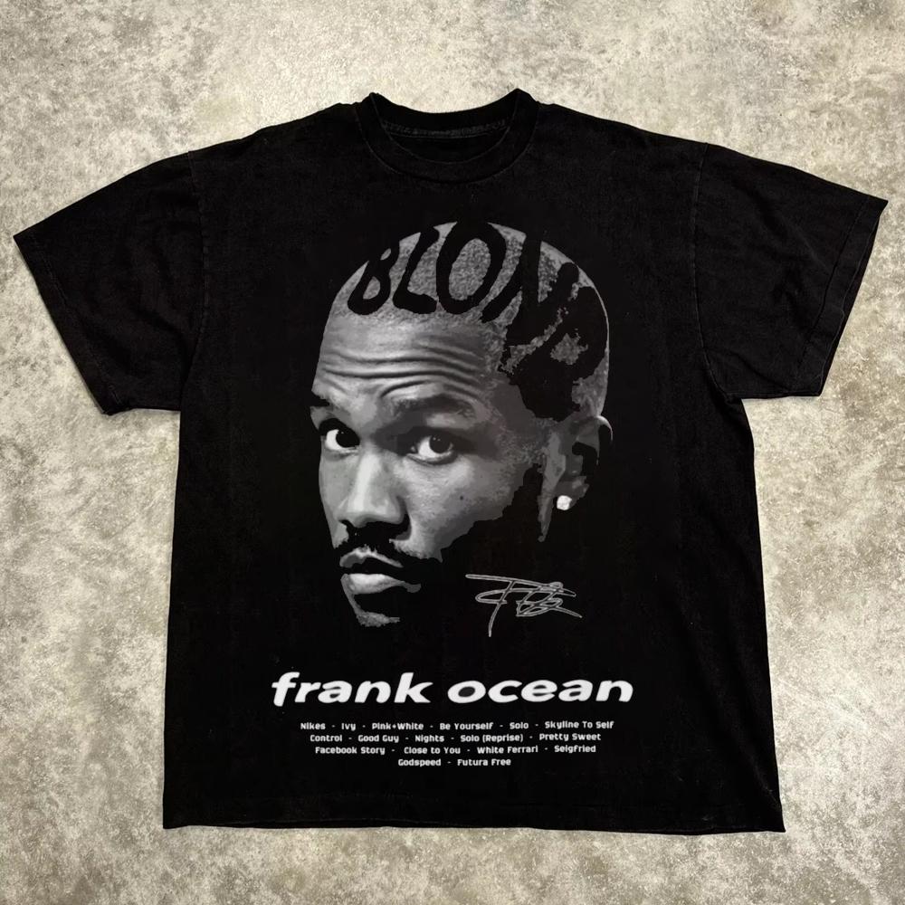 Rapper Frank Retro Graphic T Shirt Men's Hip Hop Ocean Album Clothing T-Shirts Y2k Unisex Blond Fashion Oversized Cotton T-shirt