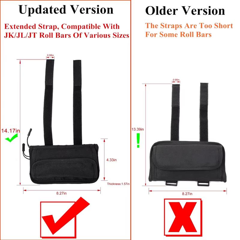 Roll Bar Storage Bag Glasses Holder for Jeep Wrangler JL JT JK TJ Sports Sahara Rubicon Unlimited 2007-2025 Interior Accessories