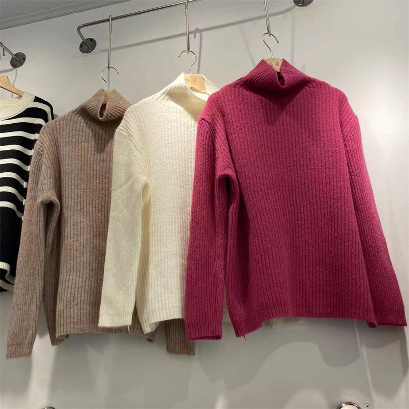 Turtleneck Pit Strip Sweater Women's Top Autumn and Winter Loose Bottoming Shirt New Versatile Pullover Knitted Outer