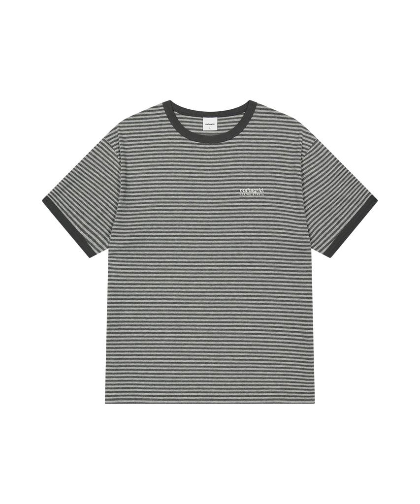 MAHAGRID Basic Logo Stripe Ringer Tee Gray(Mg2Gmmt528A)