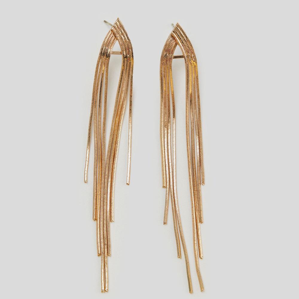 Elegant Retro Long Chain Tassel Earrings - European & American Light Luxury Stud Design