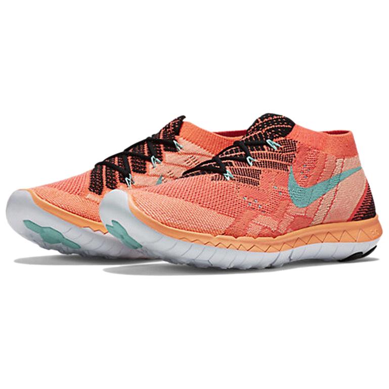 New Nike Free 3.0 Flyknit Cushioned Slip Resistant Low Top Casual Running Shoes Women's Orange Blue 718420-008