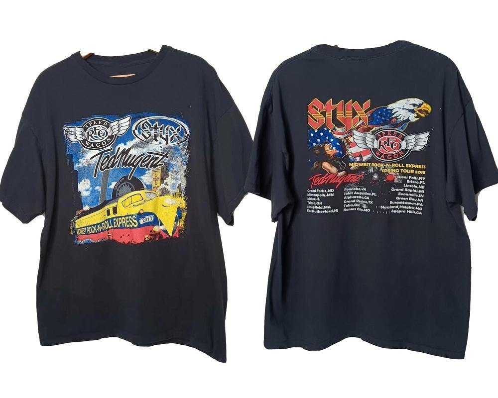Reo Speedwagon Styx Ted Nugent Tour Midwest Rock n Roll Bands 2013 Shirt Unisex T-Shirt S