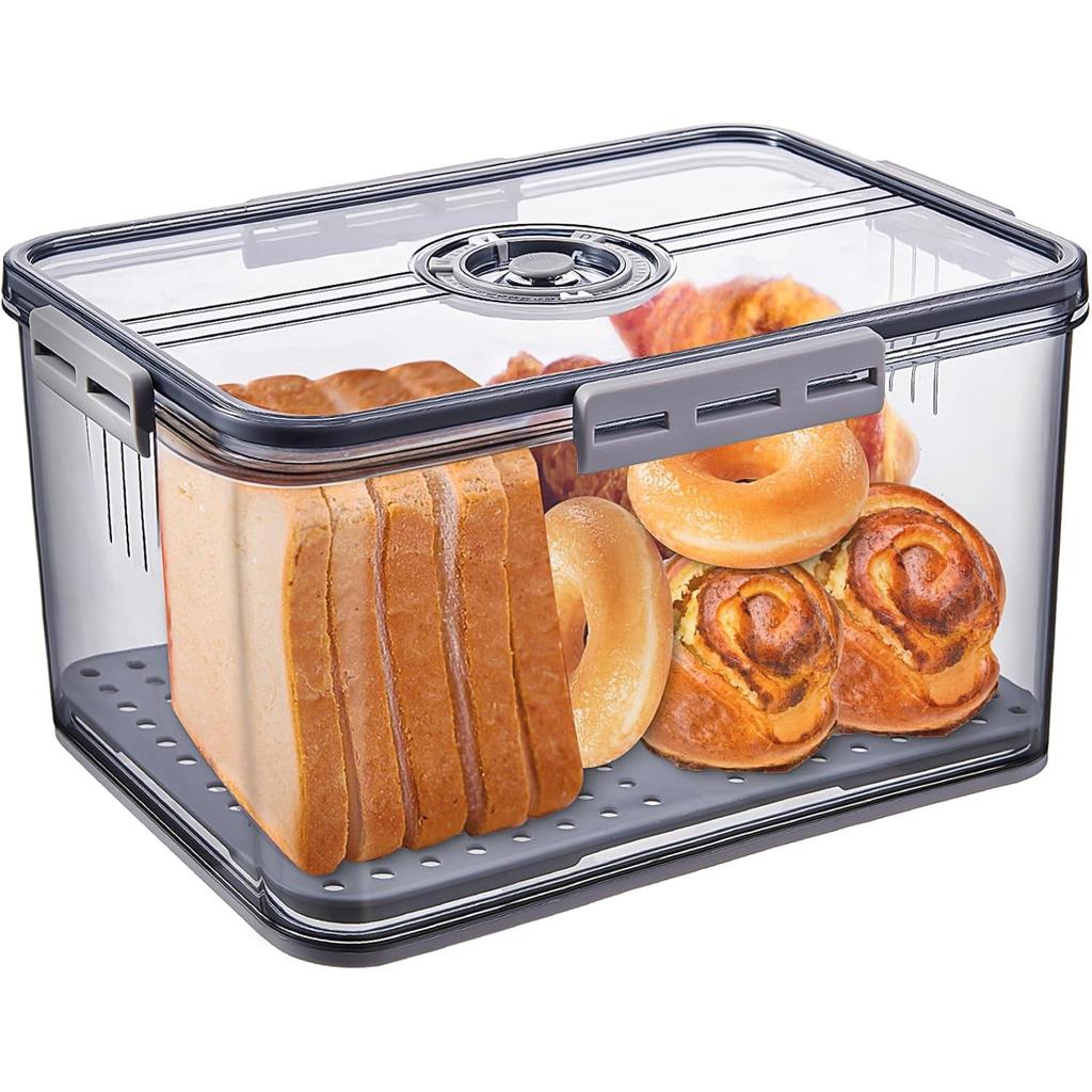 Gifhomfix Bread Box Bread Boxes for Kitchen Counter Airtight, Time Recording Bread Storage Container with Lid, Bread Keeper for Homemade Bread, Toast