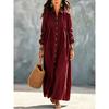 Women S Solid Color Shirt Dress Loose Long Sleeve Button Down Casual Dress