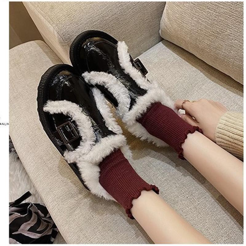 Autumn and Winter Women's Flat-bottomed Overflowing Locomotive Casual Casual Boots Mini Boots Comfortable Buckle Snow Boots