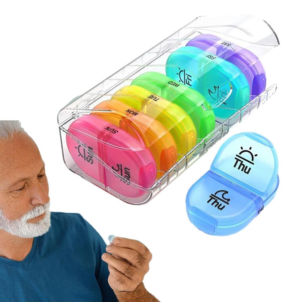 Weekly Pill Organizer with 7 Detachable Pill Case 2 Times a Day AM PM Pill Box to Hold Medicine Medication Vitamins and Fish Oil