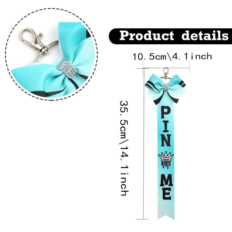 10pcs Glittering Rhinestones Bowknot Keychains Bulk Pack Cheerleading Team Spirit Accessories for Backpacks Bags