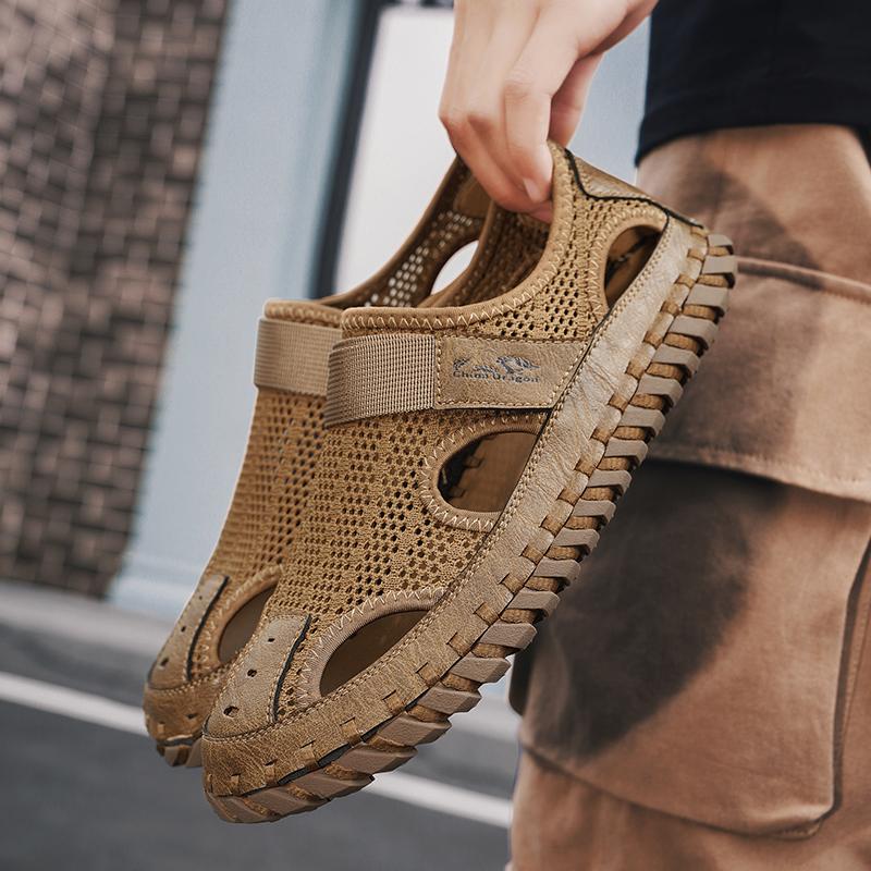 Mode Herren Sommer Atmungsaktive Hochwertige Sandalen Bequem und Rutschfest Coole Pantoffeln Schlichte und Modische Herren Freizeit-Sandalen