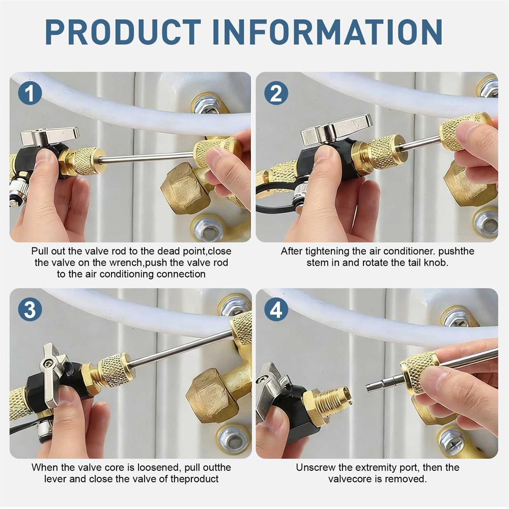 Hvac Valve Core Removal Tool 1/4" & 5/16" Vacuum For Ac R410A R32 R134A R1234Yf