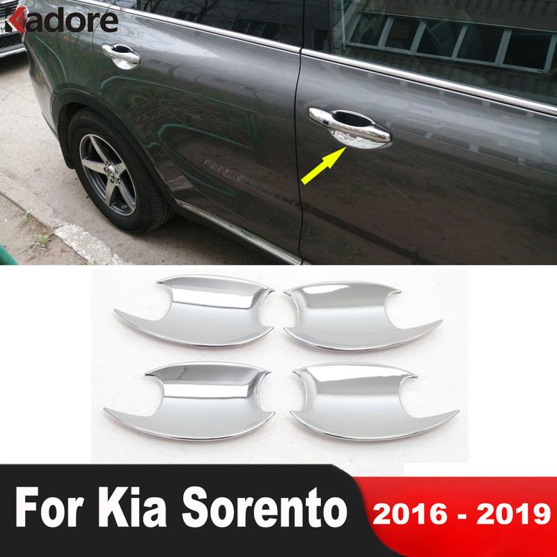 Side Door Handle Bowl Cover Trim For Kia Sorento 2016 2017 2018 Chrome Car Exterior Door Handles Cup Overlay Accessories