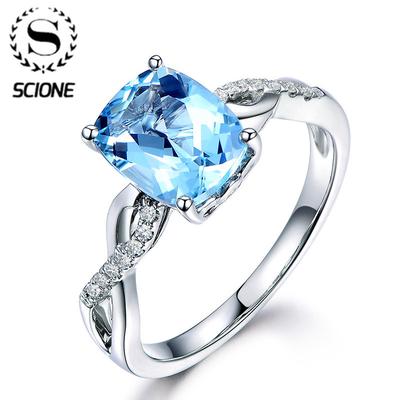 Bijoux bague aigue-marine tendance fête classique bagues bijoux femme cadeau de fiançailles