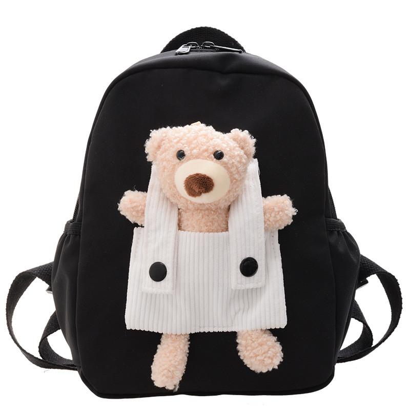 Kids School Bag With Adorable Bear Pendant And Lightweight Nylon Interior For Young Children