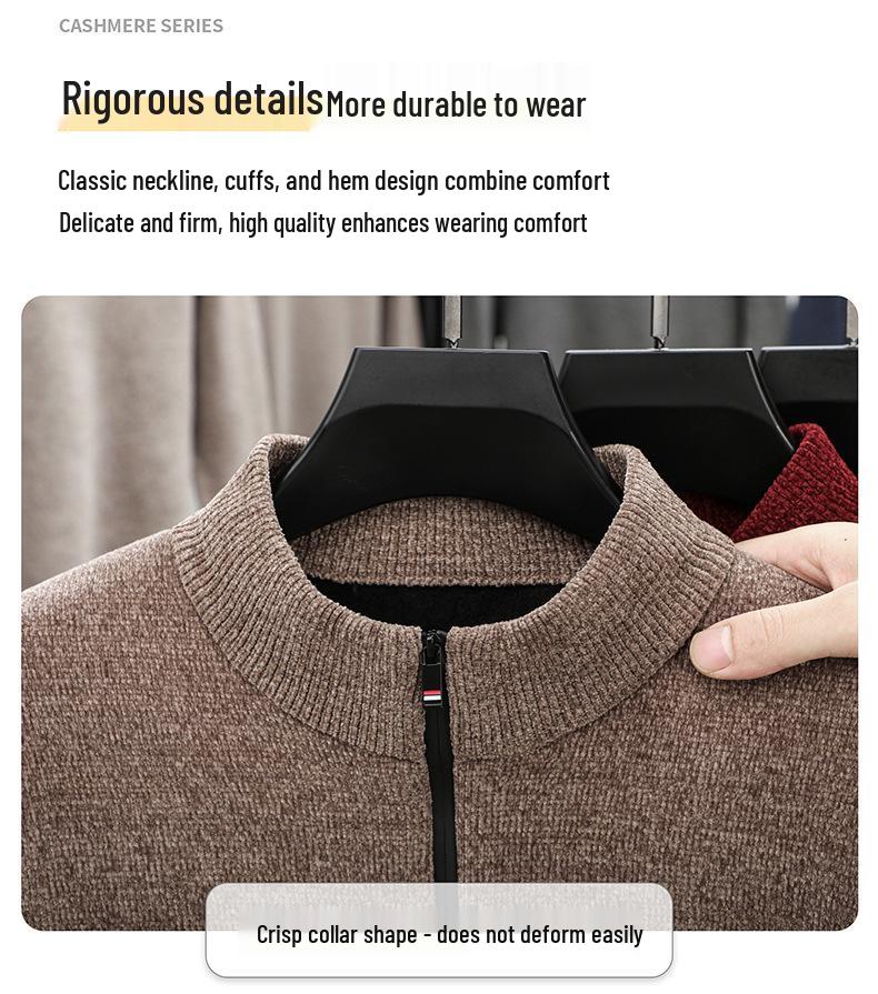 2025 Men's Half-Zip Velvet Knit Sweater: Versatile, Thick, and Stylish for Autumn/Winter