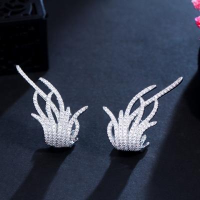 Gleich, Feder Ohr Schnalle Mikro-eingelegter Zirkon Kreativer Flügel Ohrschmuck