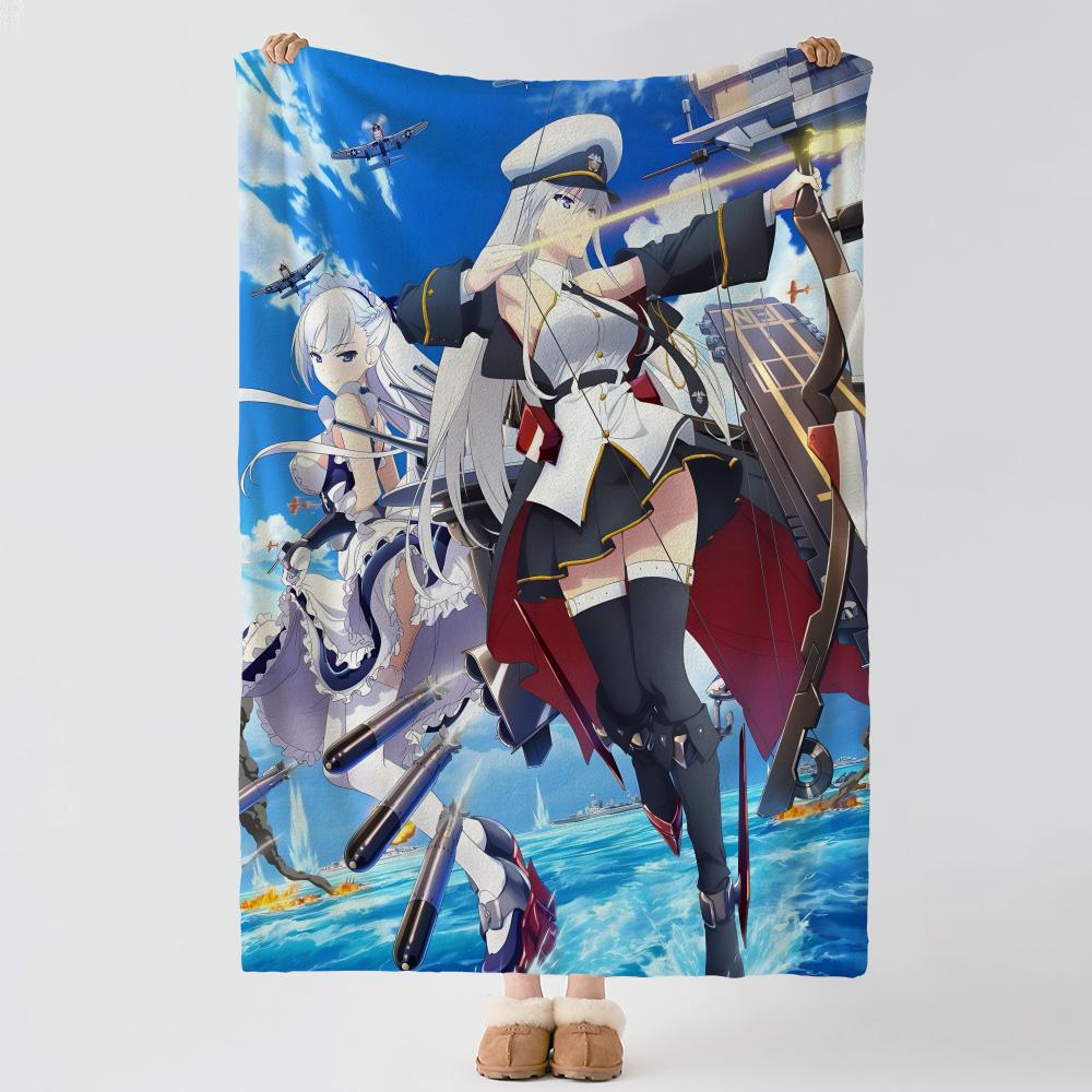 Game A-Azur Lane-e Throw Thick Comfort Flannel Quilt, Multi-scene Use Indoor Outdoor Daily Nap