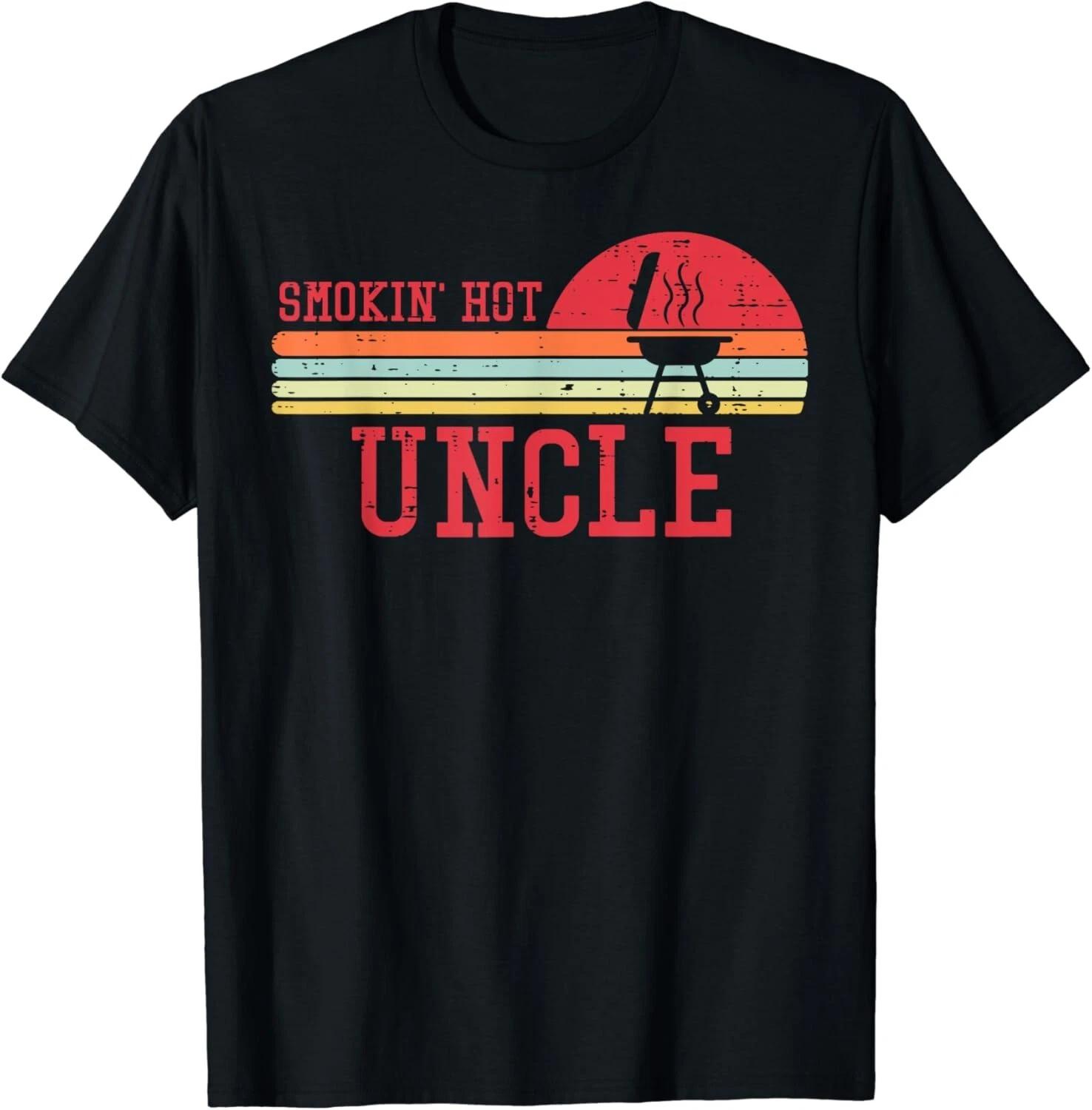 

Smokin Hot Uncle Chest Sunset Retro Griling Bbq Barbecue Gift Unisex T-Shirt S