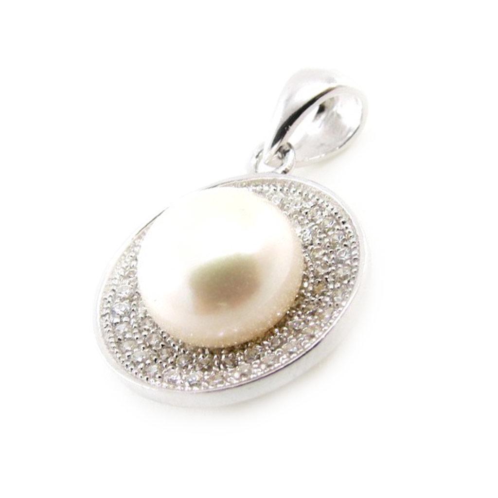 Les Trésors De Lily [J0141] - Pendentif Argent 'Sissi' blanc argenté (rhodié) - 15 mm