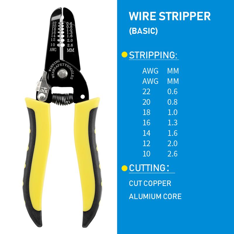 6 Inch Multifunctional Wire Stripper Pliers for AWG22-10, Cable Stripping Cutting Hand Tool for Electric Wire