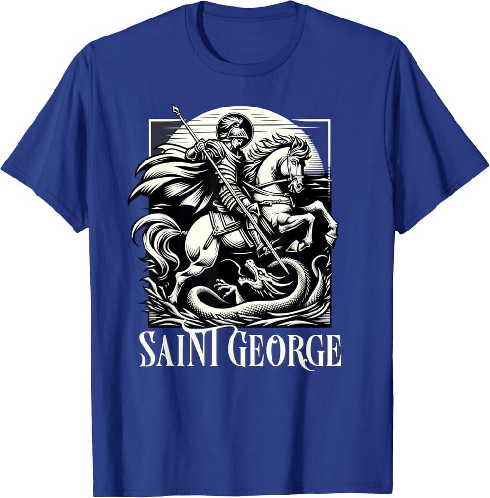 Sint-Joris Doodt De Draak Engeland Katholiek T-shirt 100% Katoen Ronde Hals Korte Mouw Zomer Casual Unisex T-shirt Streetwear