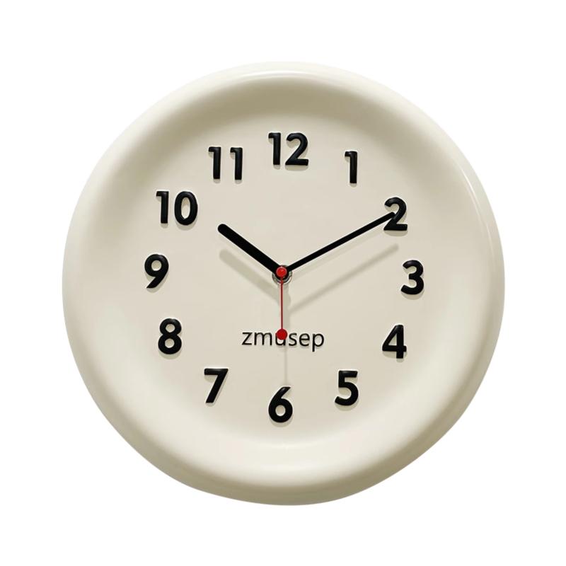 Cream Wind Round Clock Wall Creative Design Living Room High Quality Interior Wall Clock Simple Modern Horloge Murale Furniture