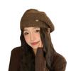 Plush Beret Female Autumn and Winter Warm Bud Painter Hat Big Head Circumference Showing Face Small Knitted Hat Tide