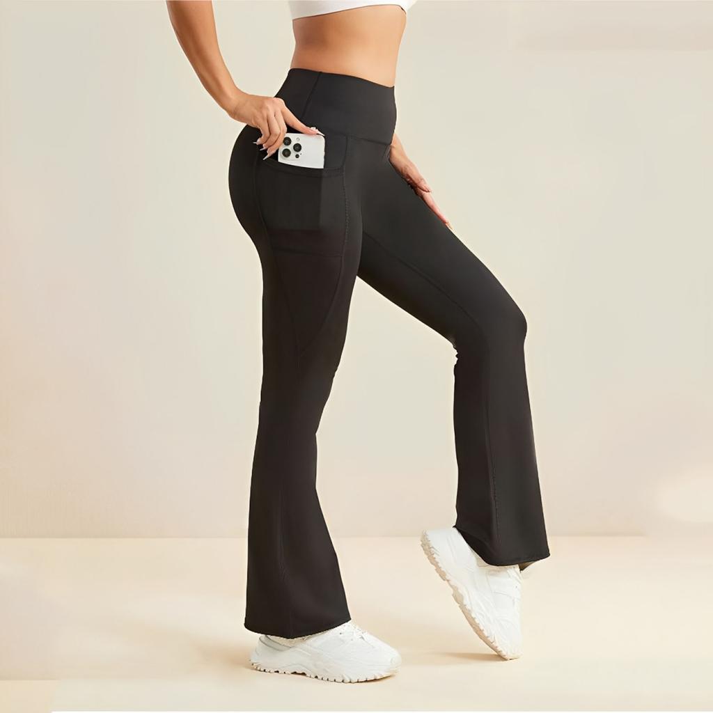 High Waist Flare Yoga Pants with Pockets for Women Stretch Bootcut Athletic Workout Pants Tummy Control Leggings