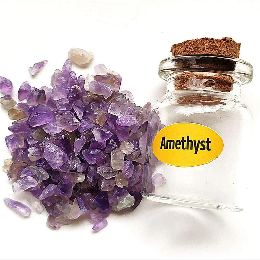 10pcs Mini Glass Wishing Bottles Tumbled Gemstone Crystal Chips Chakra Reiki Healing Stone Set Specimen Collection Gift