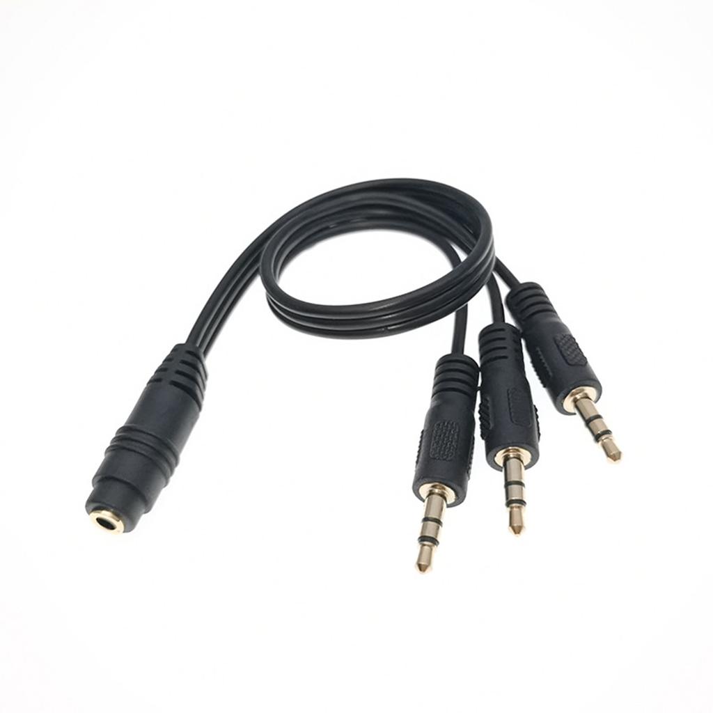 Auxes Splitter Cable 3.5mm TRS Female Port to 3 Male Connectors for Sound Sharing
