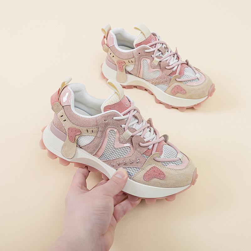 

Thick-soled women s summer new pink transparent mesh ugly cute small man height increase casual sports dad shoes 40 рожевий