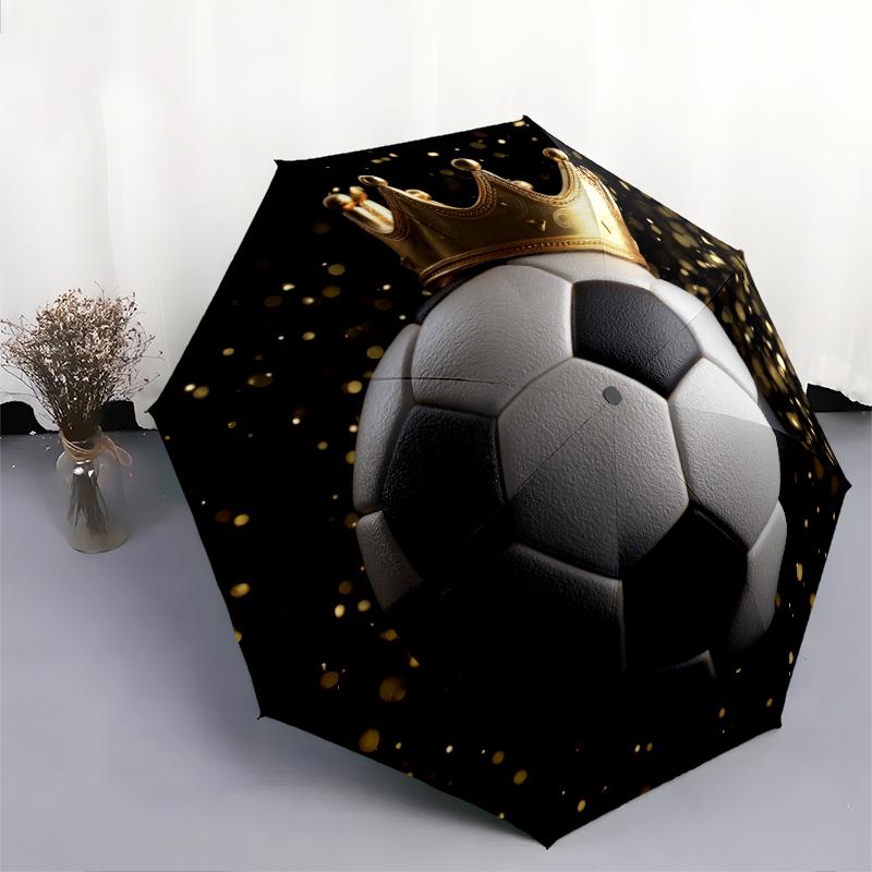 1 PC Automatic Folding Umbrella - Football Pattern, Portable & Foldable Design with 8 Ribs, Christmas Birthday Gifts