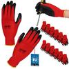 KOTARBAU® Dragon Work Gloves Red Anti-Slip Latex Coated Size 8 - Set of 12