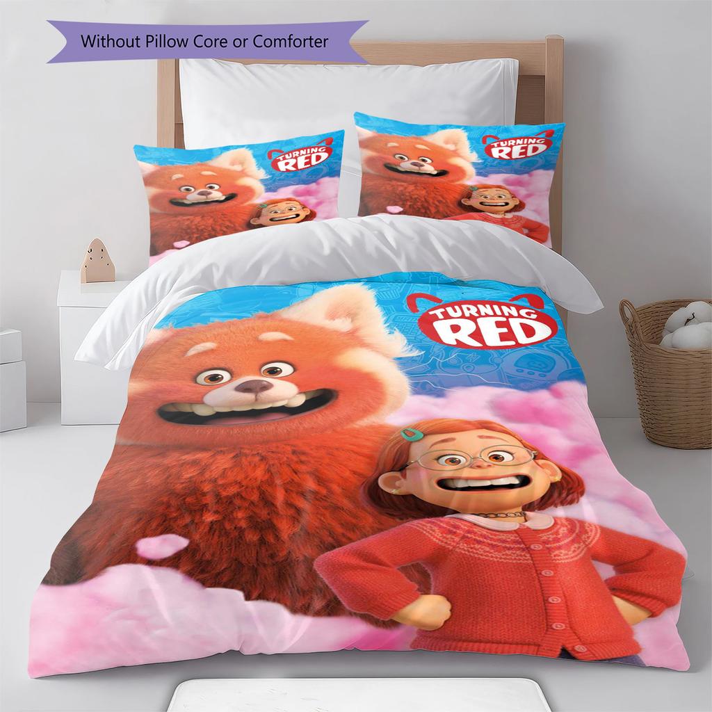 Cartoon Red Panda Pattern Bedding Quilt Set Quilt Cover Pillowcase Home Decoration Gift (1 * duvet cover + 2 * pillowcase, without core)