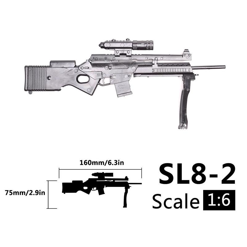 1/6 4D US M2 Maschinengewehr Waffenbausteine Spielzeug MK19 AK47 MP5 MG42 Militärwaffenmodell für 12-Zoll Actionfigur Szene DIY