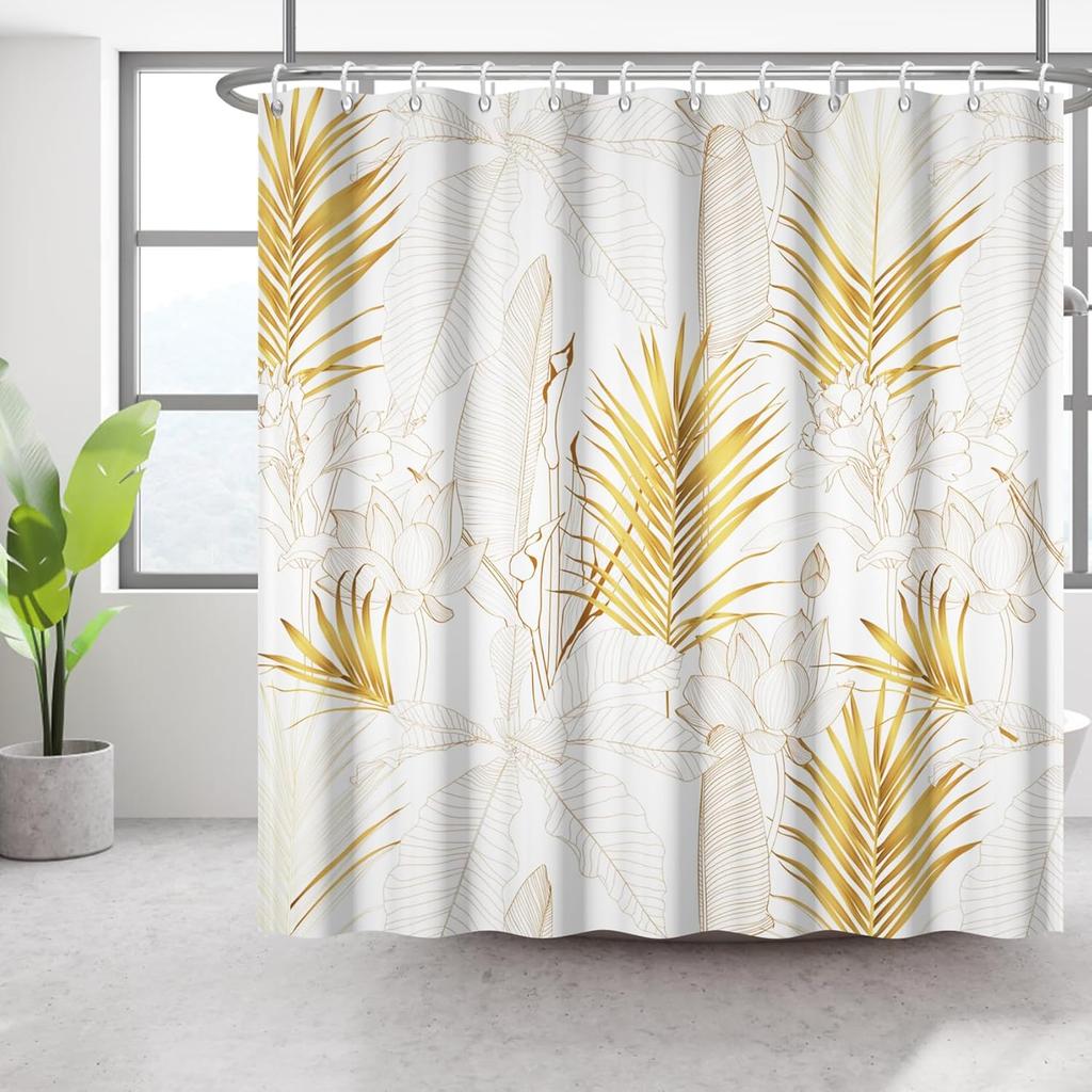 Bohemian Shower Curtain Abstract Art Medieval Tropical Plants Washable Bathtub Shower Curtain with Hook 180x180cm