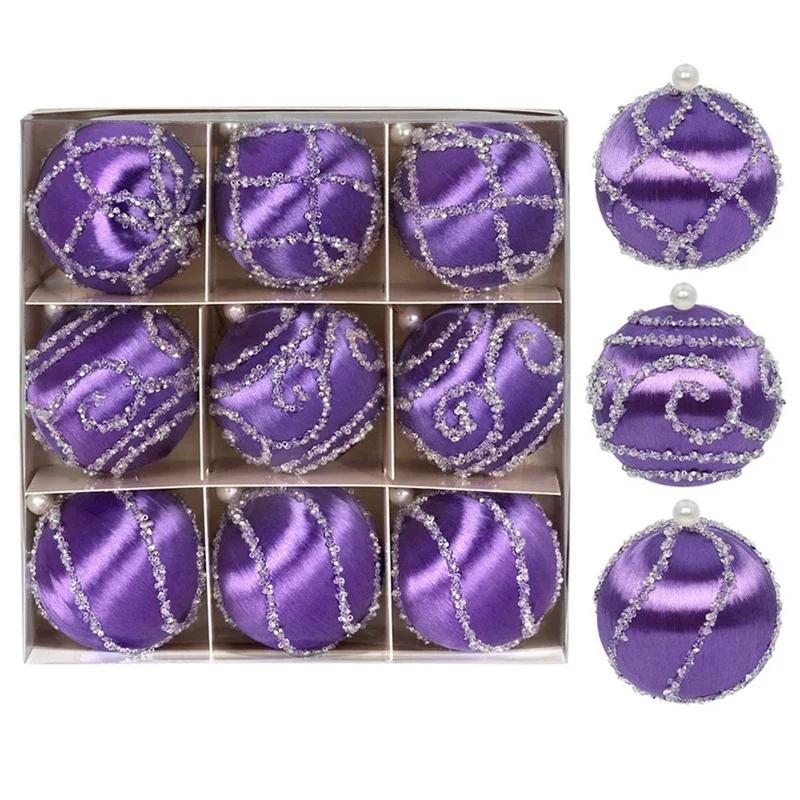 9pcs/set Christmas Silky Ball 8cm Christmas Tree Pendant Christmas Tree Decoration