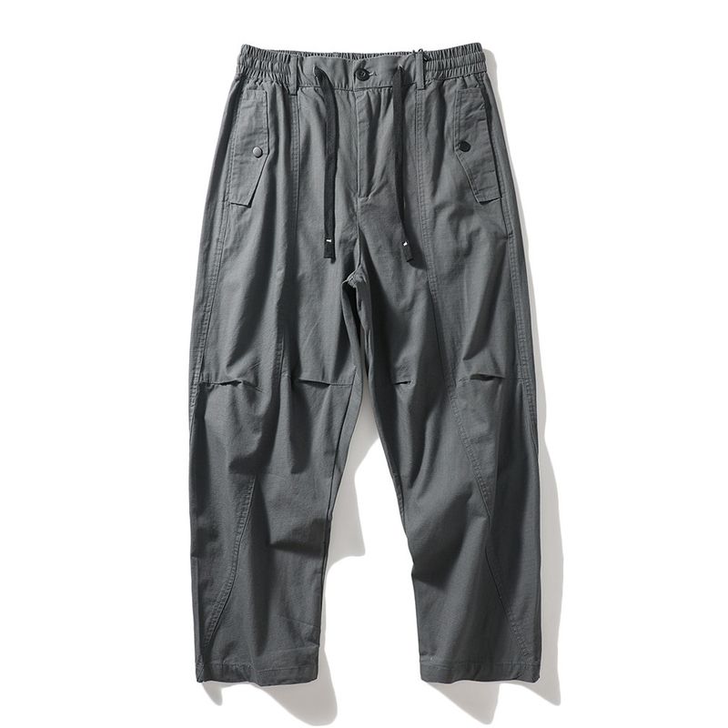 Trendy Japanese Pure Cotton Export Casual Functional Cargo Pants Dark Gray L
