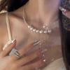 Glass Pearl Round Tassel Necklace Exquisite Niche Exaggerated Design Collar Fashion Personality Temperament Collar