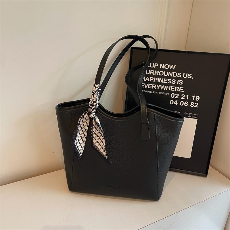 Oblique span bag women's versatile lychee pattern shoulder bag commuter bucket bag women's premium sense bag