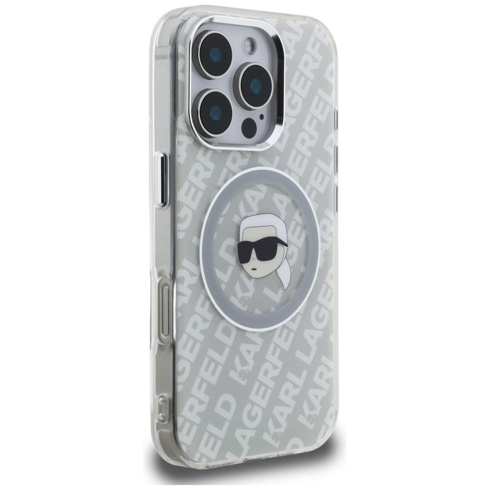 Karl Lagerfeld IML Karl Head Logo MagSafe Case for iPhone 16 Pro Gray