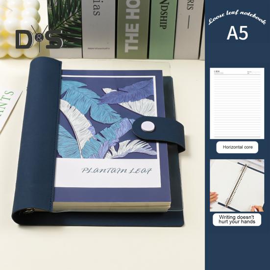 A5 B5 Binder Notebook 120 Pages Artificial Leather Cover Lined Loose-leaf Notebook Metal Snap Personal Journal