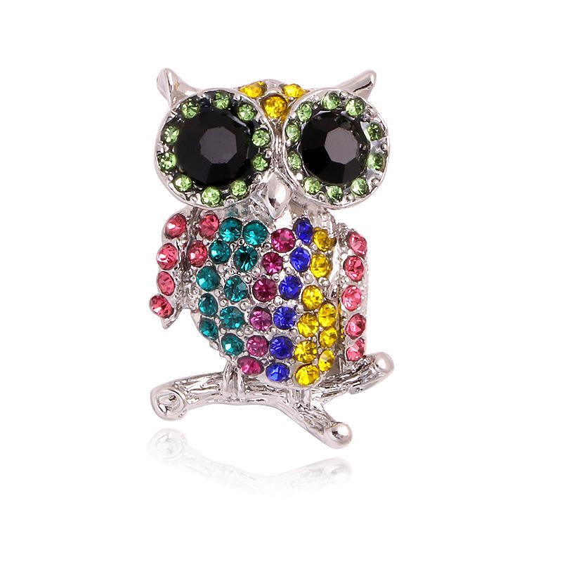 Charming Owl Rhinestone Brooch: Versatile Animal Corsage for Clothing and Bags